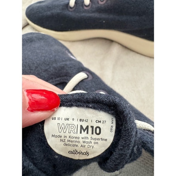 Mens Allbirds Wool Runners Merino Wool Sneakers Navy Blue Size 10 - Picture 6 of 6
